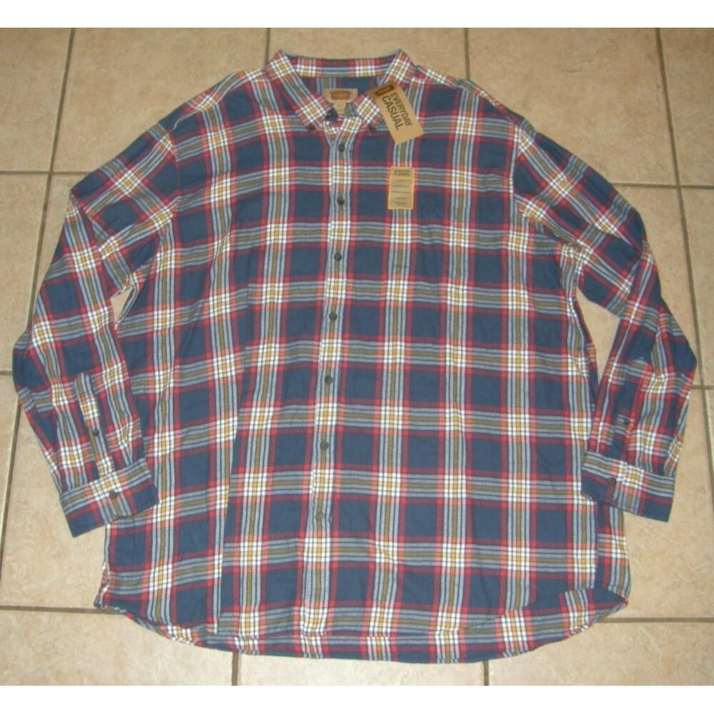 FOUNDRY Big Mens Sz 3XL Tall Plaid Classic Fit Soft Flannel Button Up Shirt NEW